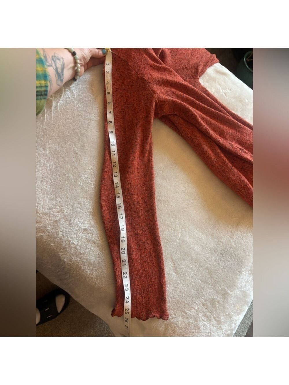 FENINI Designer Burnt Orange Textured Knit Cardigan • Artful Layering•Fits M–XL - Picture 15 of 17